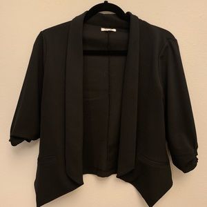 Black 3/4 rouched sleeve cardigan